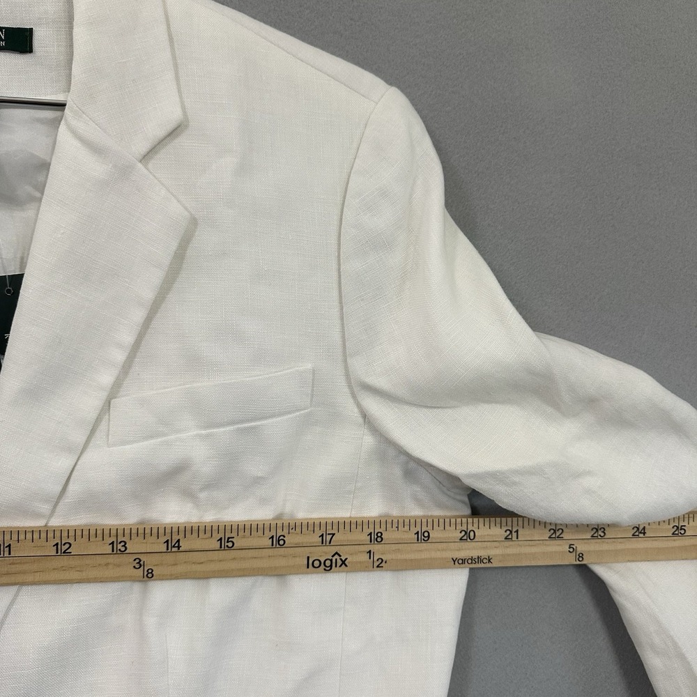 Lauren Ralph Lauren White Linen Blazer Career Minimalist Women's Size 14 - READ - Picture 5 of 16